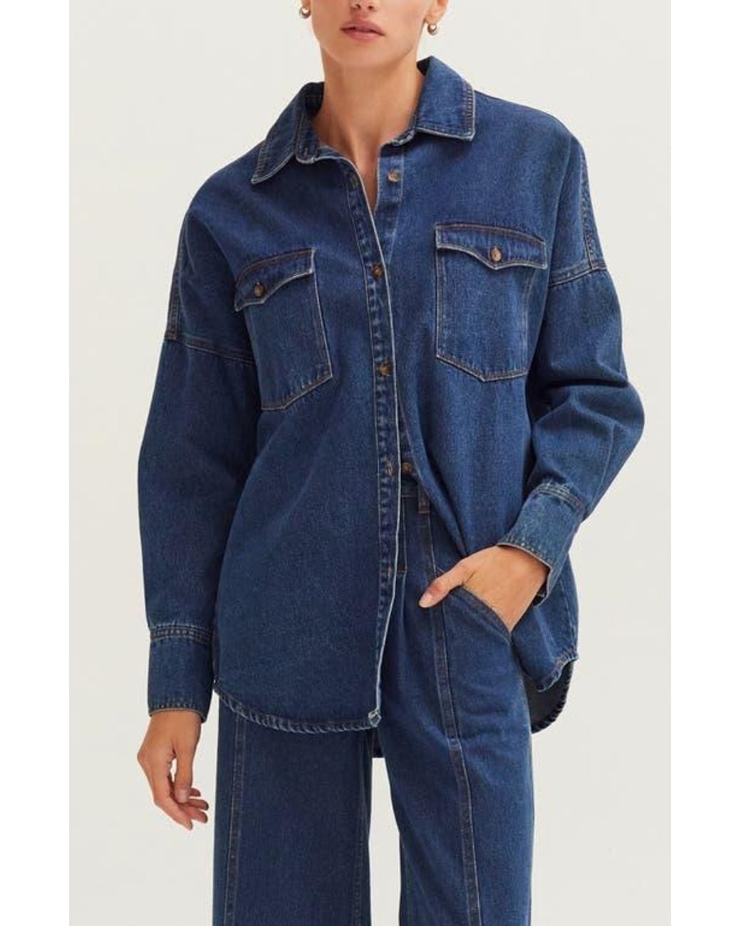 Crescent Blue Denim Button Up Shirt