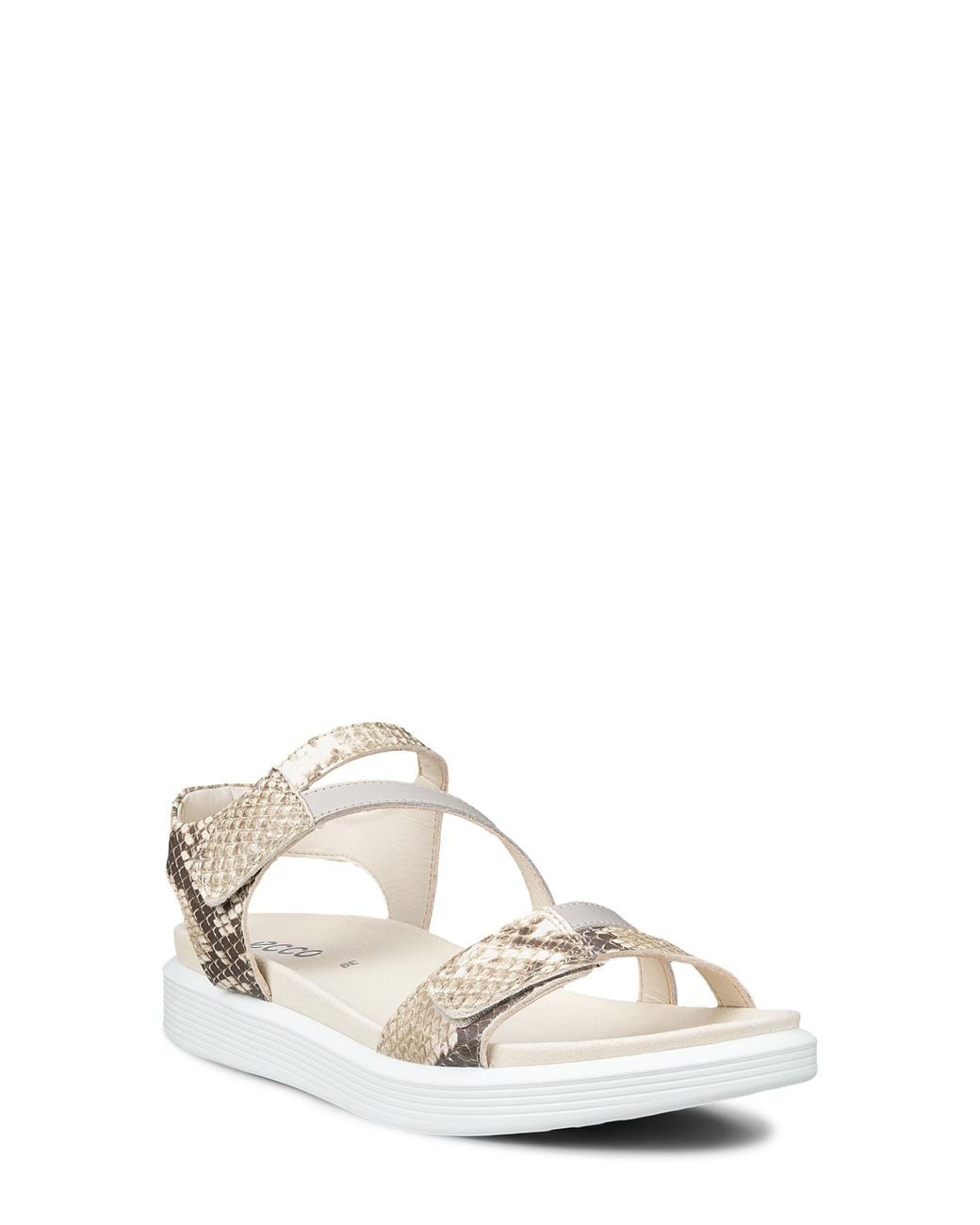 Ecco White Soft Three Strap Sandal