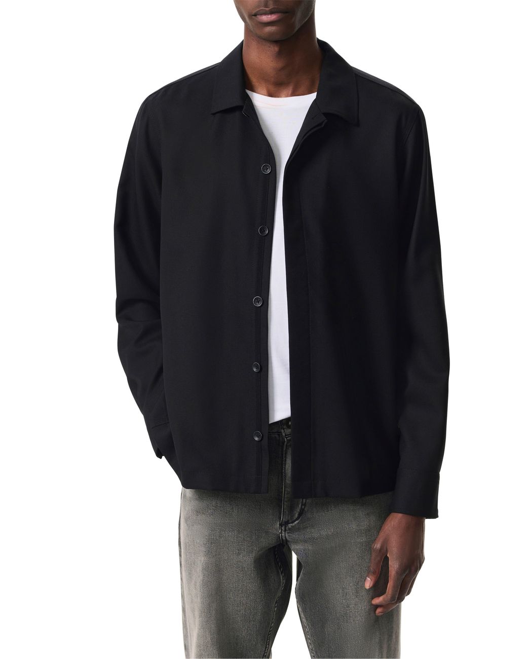 Rag & Bone Black Hyde Wool Blend Piqué Button-Up Shirt Jacket for men