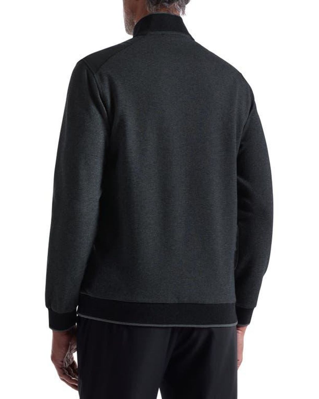 Bugatchi Black Mélange Quarter Zip Top for men
