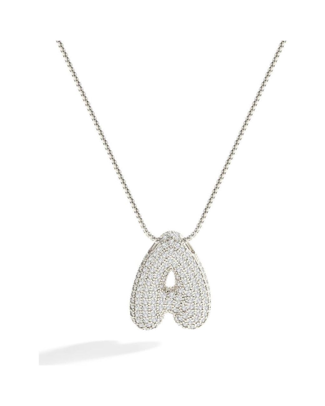 Mint & Lily Metallic Pave Bubble Initial Necklace