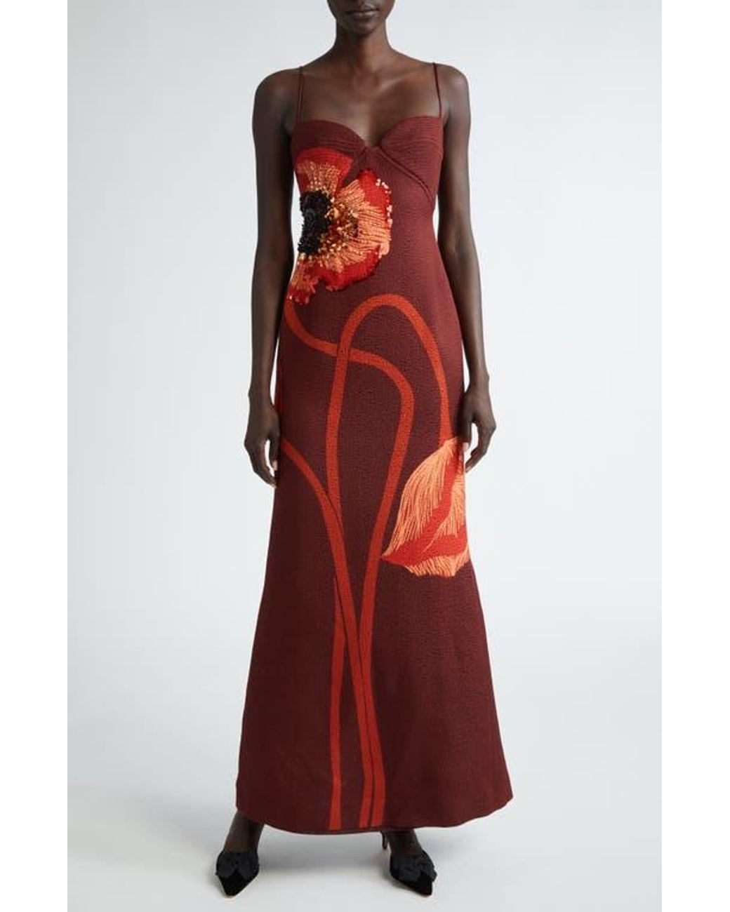 johanna ortiz plentiful qualities embellished wool silk maxi dress Johanna Ortiz Plentiful Qualities Embellished Wool-Silk Maxi Dress burgundy - PT02343