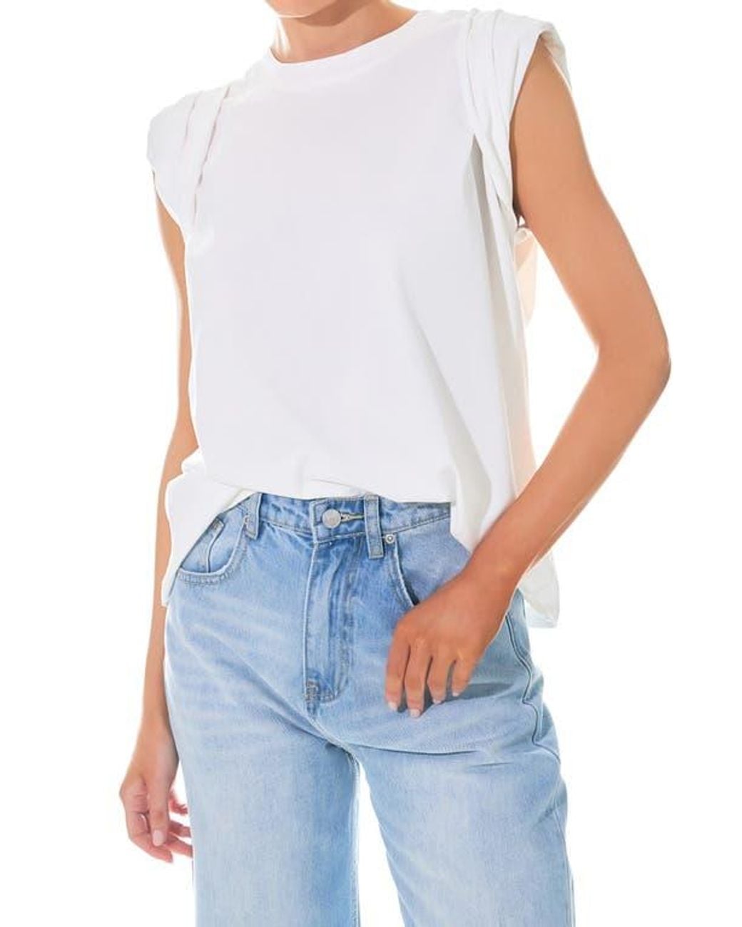 Grey Lab White Folded Cuff Muscle Tee