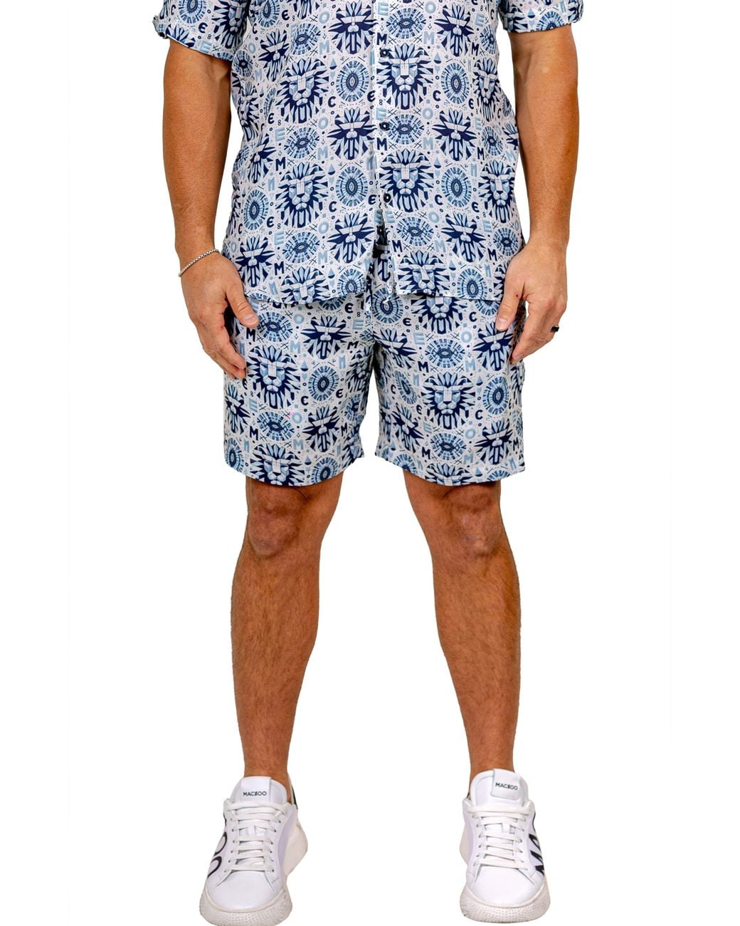 Maceoo Blue Marthyr Drawstring Shorts for men