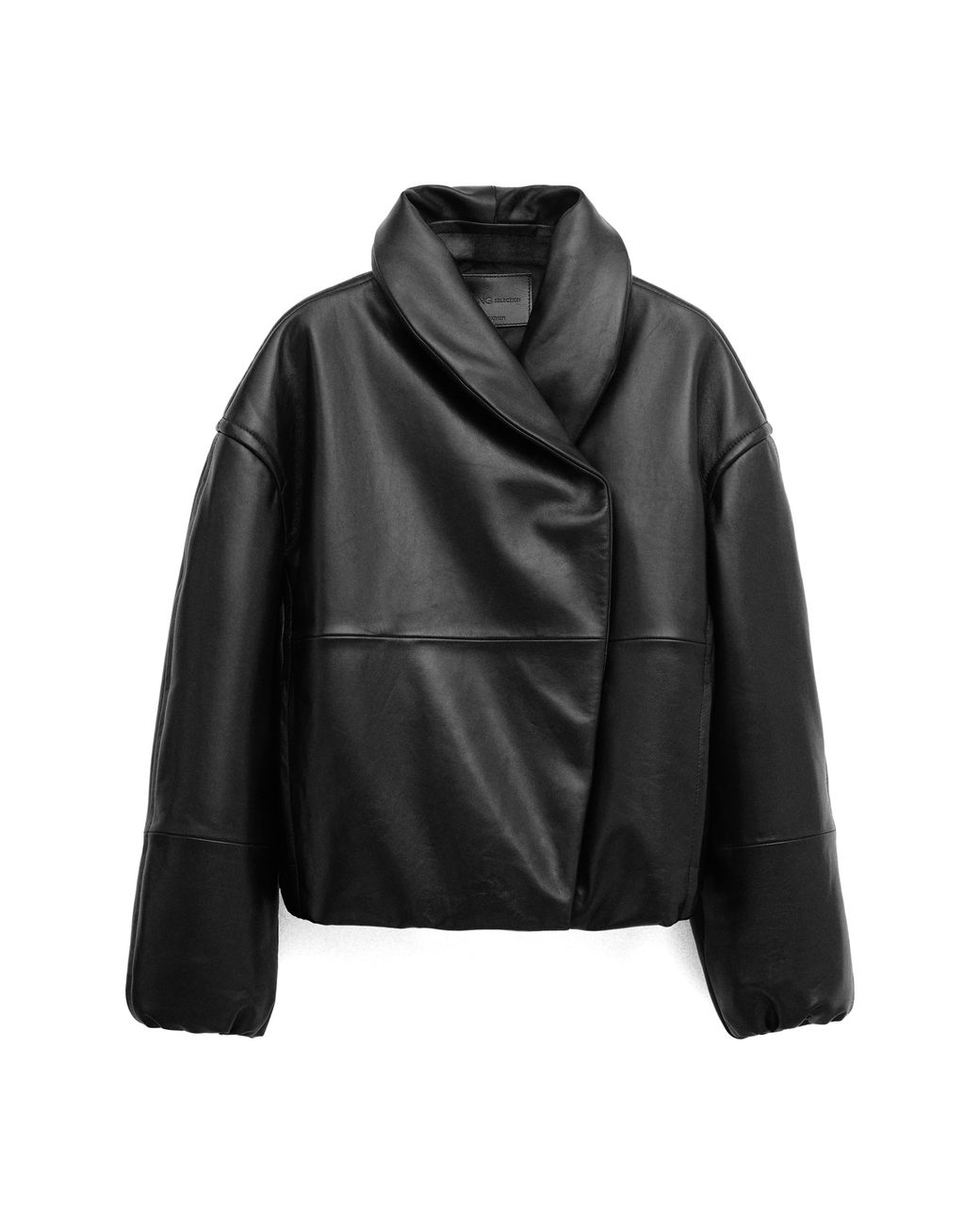 Mango Black Oversize Leather Jacket