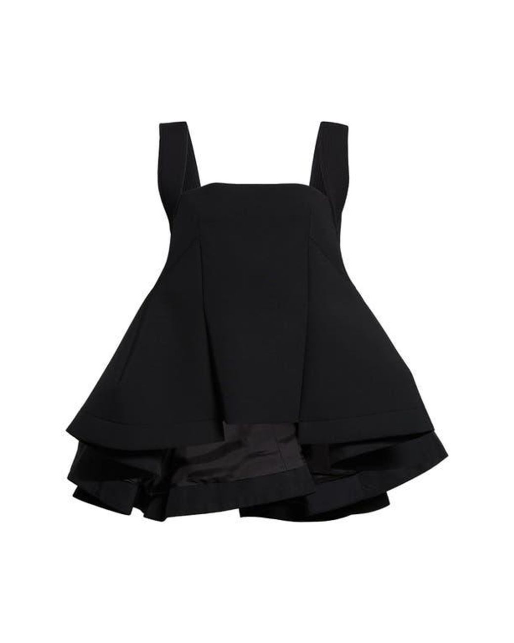 Sacai Mixed Media High-Low Flare Top in Black | Lyst