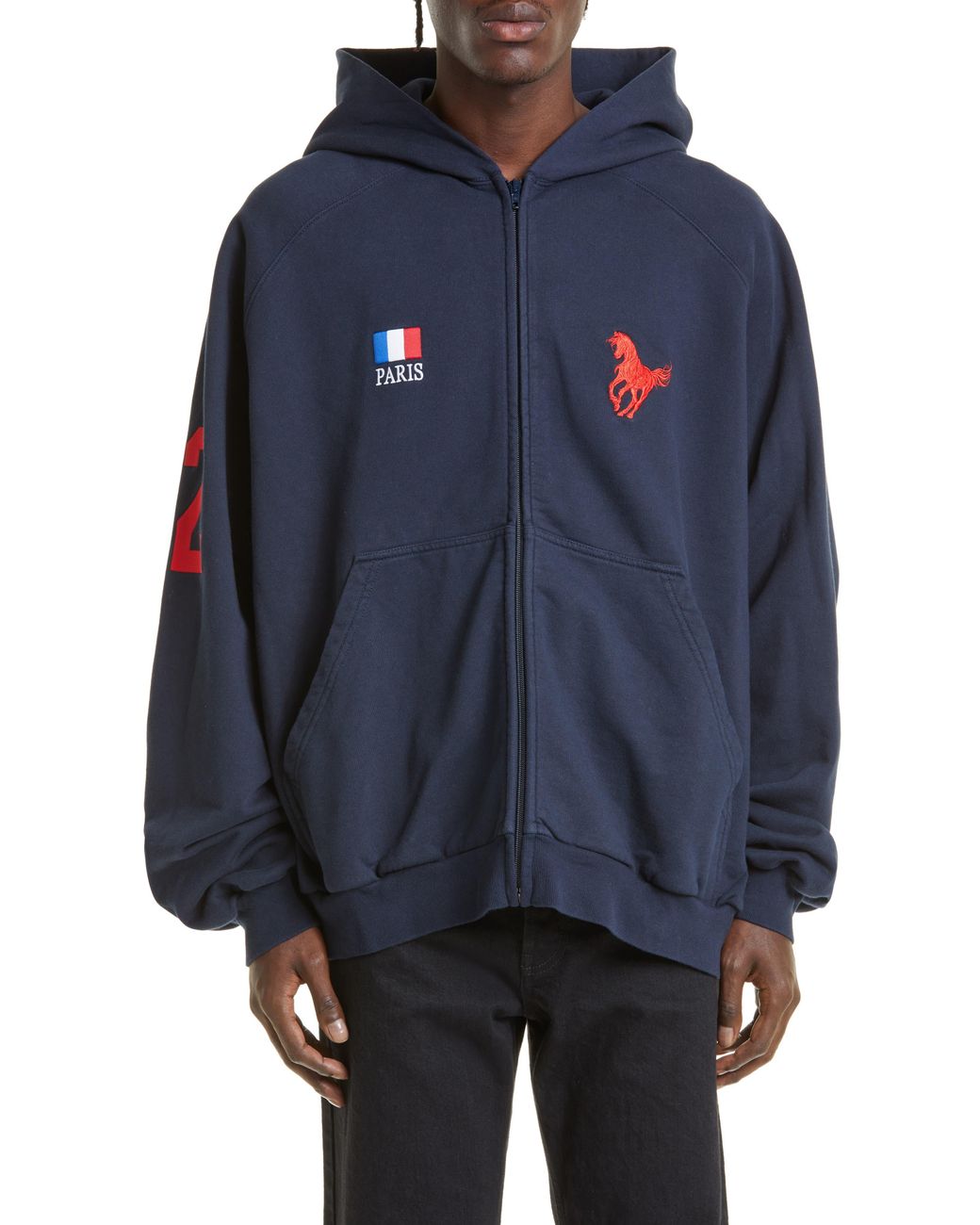 Balenciaga Polo Zip-up Hoodie in Blue for Men | Lyst