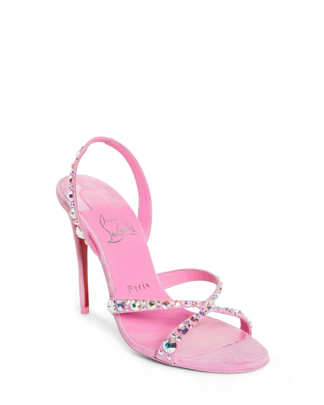 Christian Louboutin Emilie Crystal Embellished Sandal in Pink | Lyst