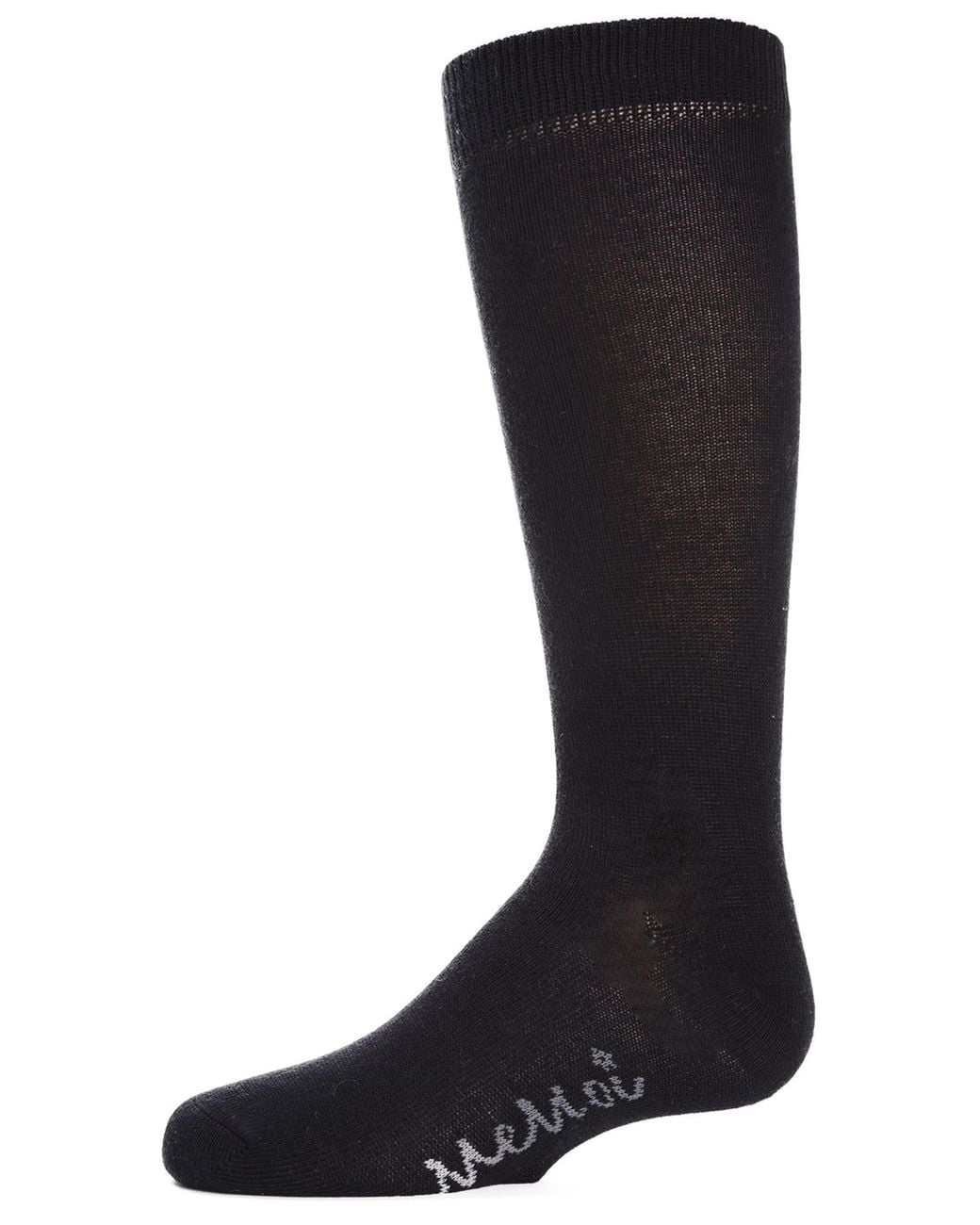 Memoi Black Ribbed Classic Solid-Color Knee High Sock