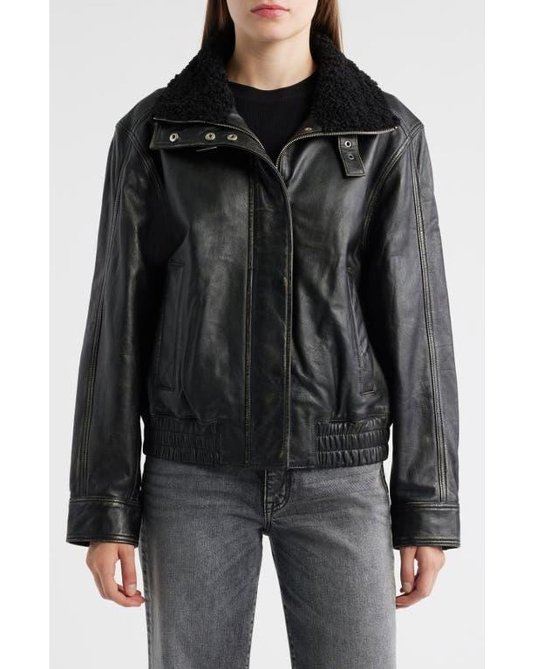 Sam Edelman Jacket Sam Edelman Lambskin Leather Jacket in Black | Lyst