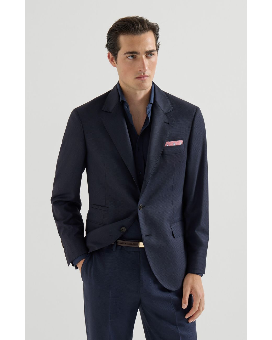 Brunello Cucinelli Blue Houndstooth Blazer for men