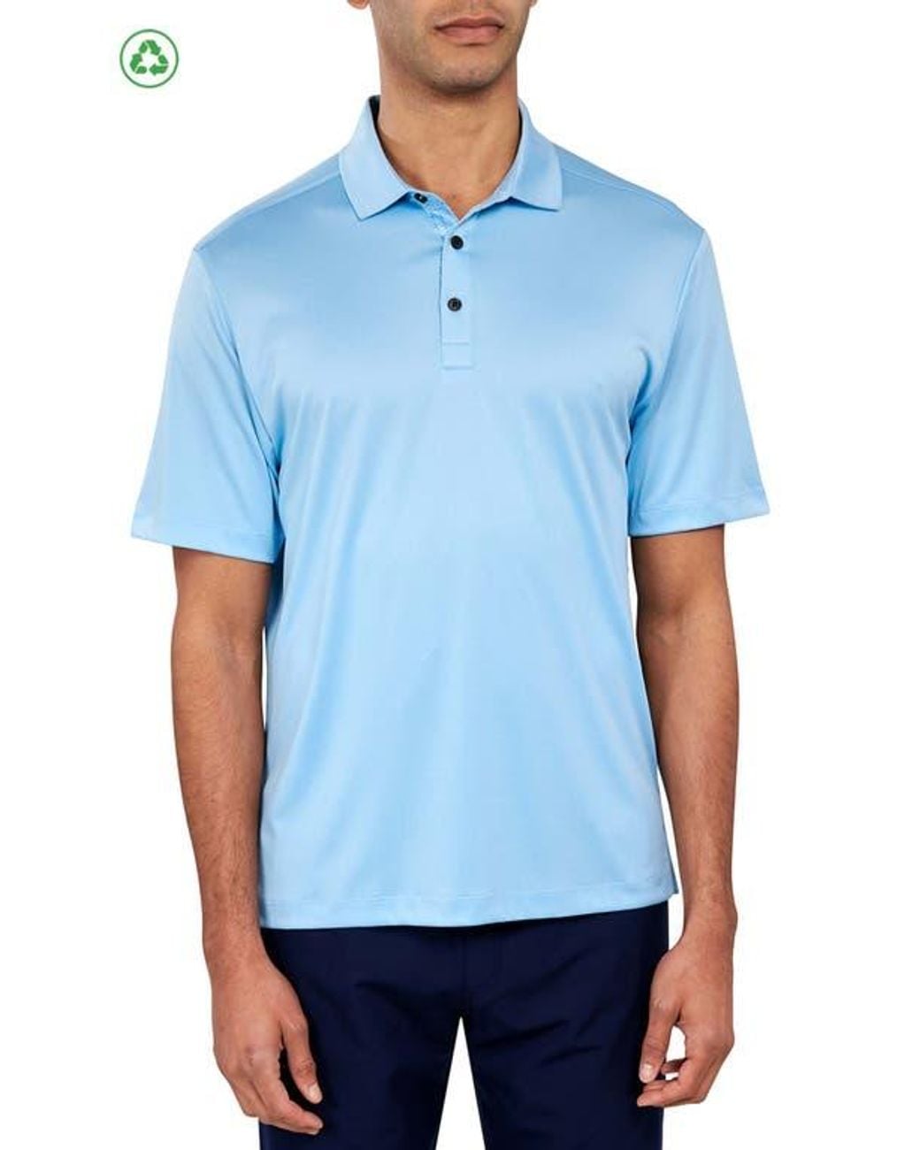 Con.struct Blue Regular Fit Solid Recycled Performance Golf Polo for men
