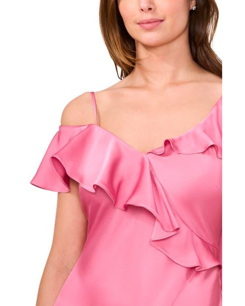 Parker Pink The Bridget Ruffle One-Shoulder Dress