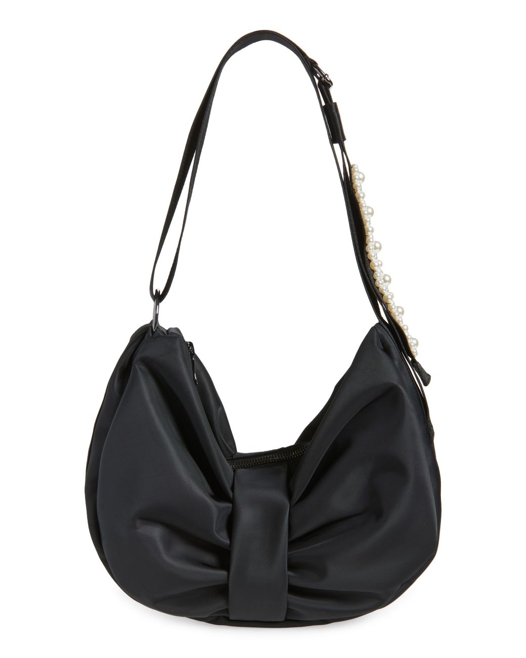 Simone Rocha Black Bow Sateen Sling Bag