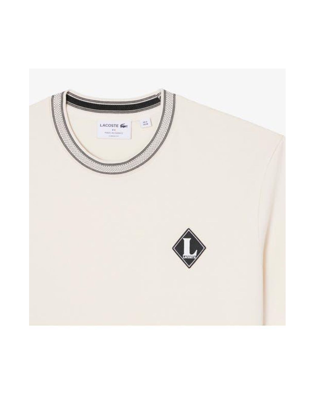 Lacoste White Cotton Ringer T-Shirt for men