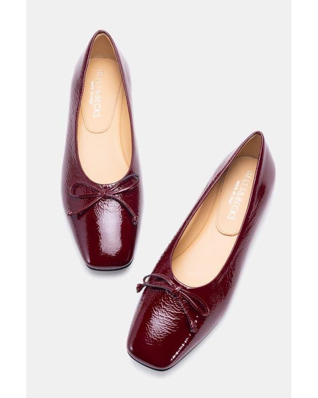 Bells Flats Java Flats Bells & Becks Felicia Square Toe Ballerina Flat in Red | Lyst