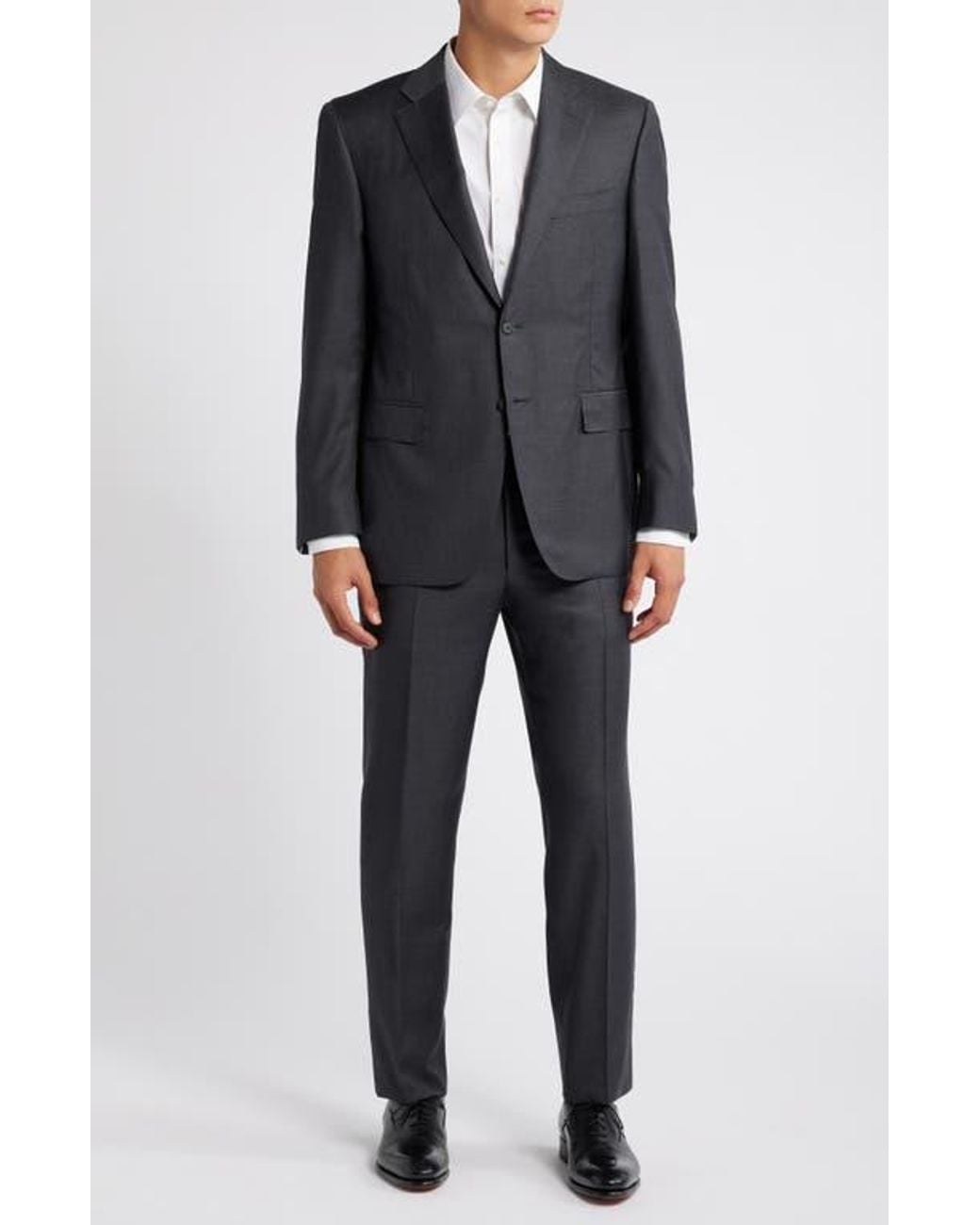 Canali Black Solid Wool Suit for men