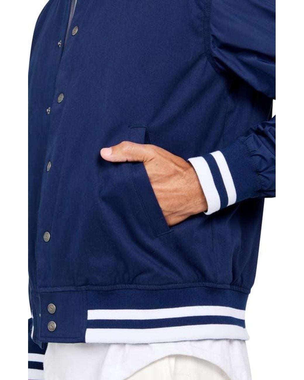 Con.struct Blue Solid Varsity Jacket for men