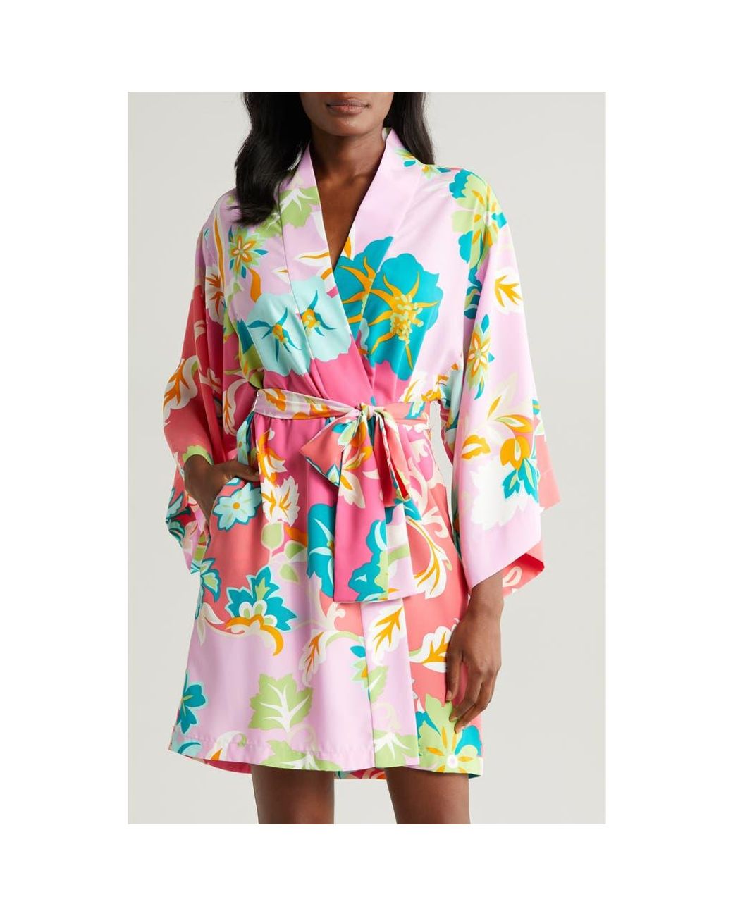 Natori Marabella Short Satin Robe Lyst
