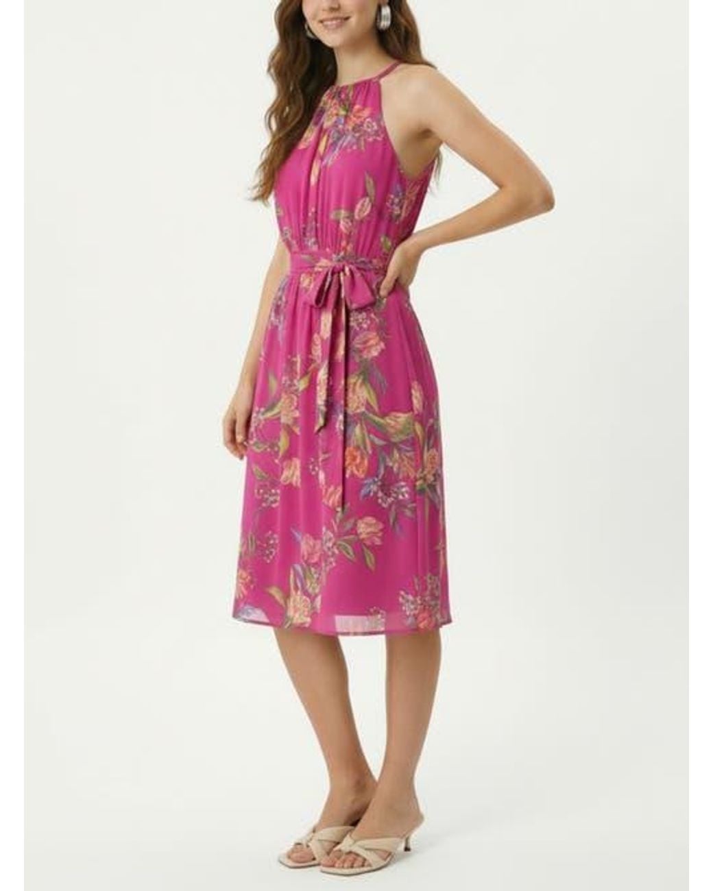 Rachel Roy Pink Jinx Sleeveless Belted Midi Dress