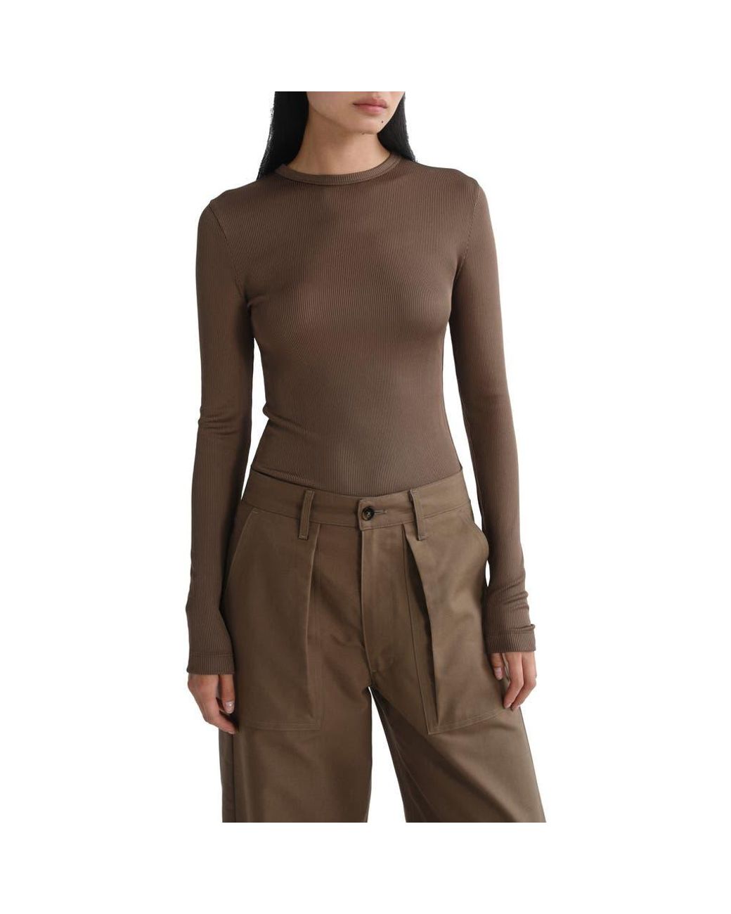 Agolde Brown Delphi Slim Ribbed Tee