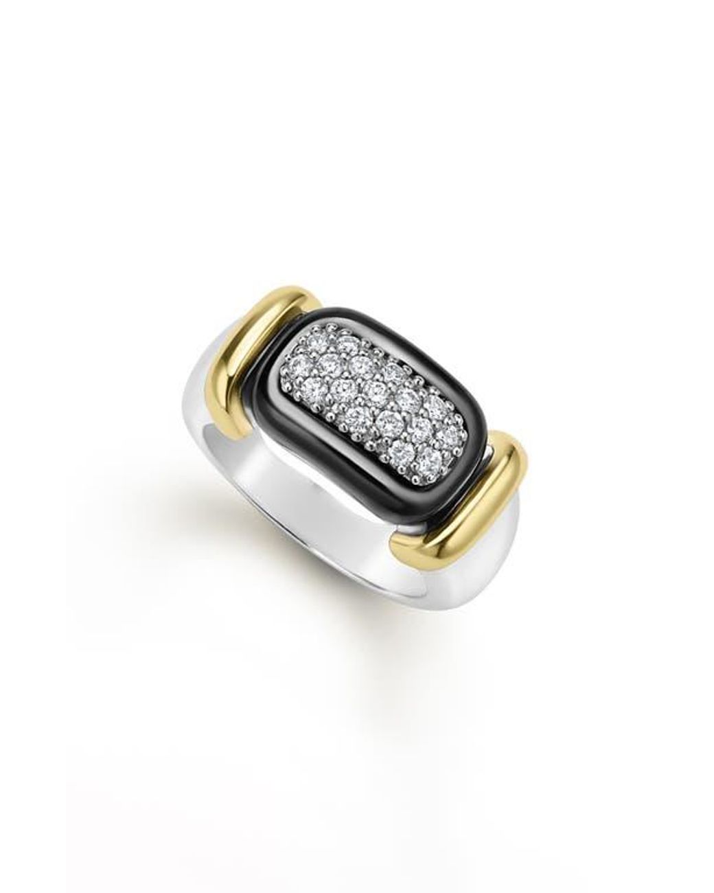 Lagos Multicolor Two-Tone Ceramic Diamond Ring