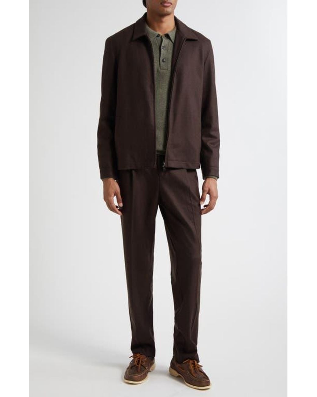 Sunspel Black Boiled Wool Zip Jacket for men