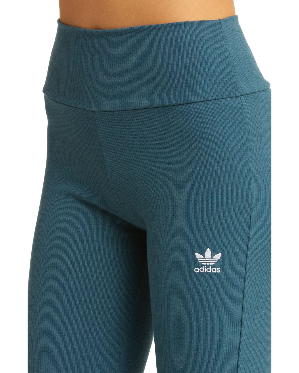 Green adidas Originals Ribbed Leggings