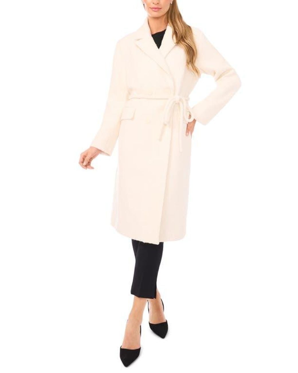 Halogen® Black Double Breasted Bouclé Coat
