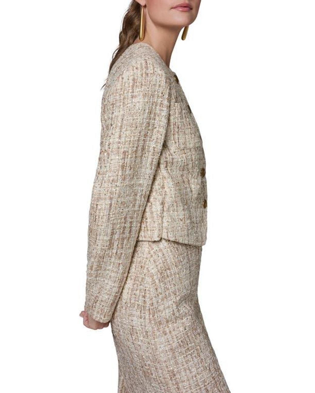 Donna Karan Natural Sequin Tweed Blazer