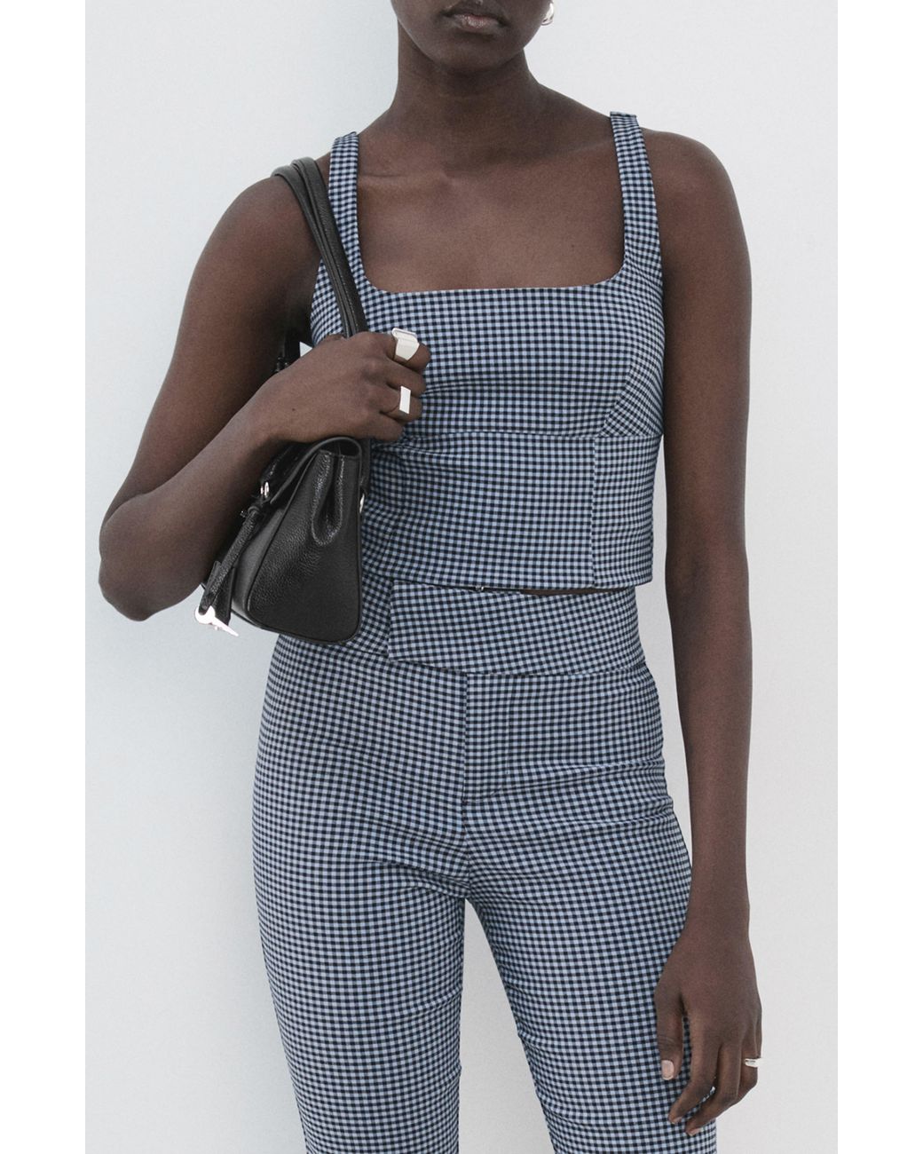 Mango Blue Victoria Gingham Top