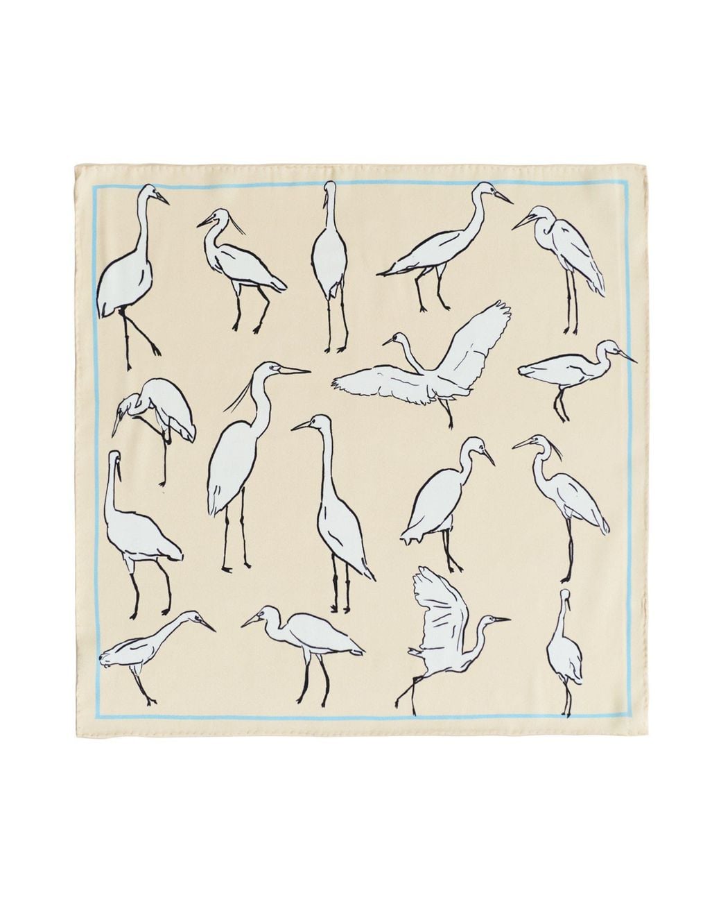Lost Pattern Metallic Little Egret Silk Pocket Square