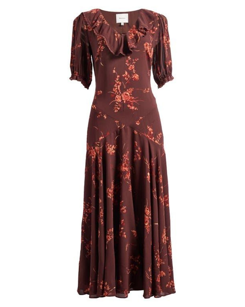 Reformation Evra Lace Trim Georgette Midi Dress in Purple | Lyst Reformation Evra Lace Trim Georgette Midi Dress in Purple | Lyst