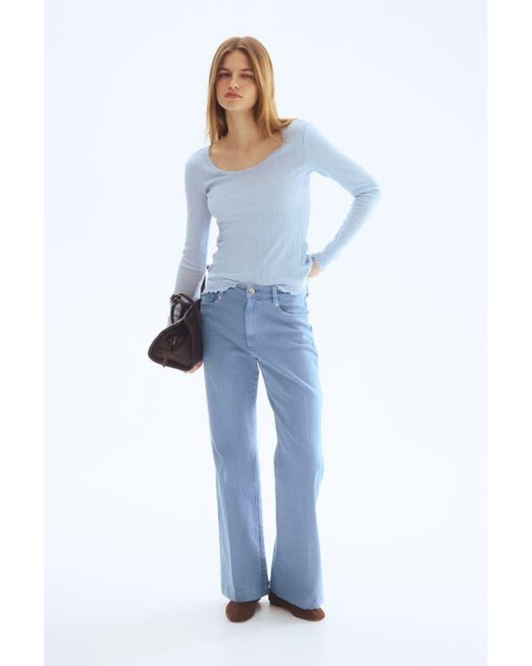 H&M Blue Bootcut Twill Trousers