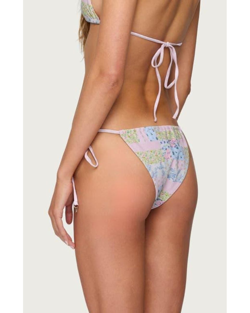 Edikted Multicolor Patchwork String Bikini Bottoms