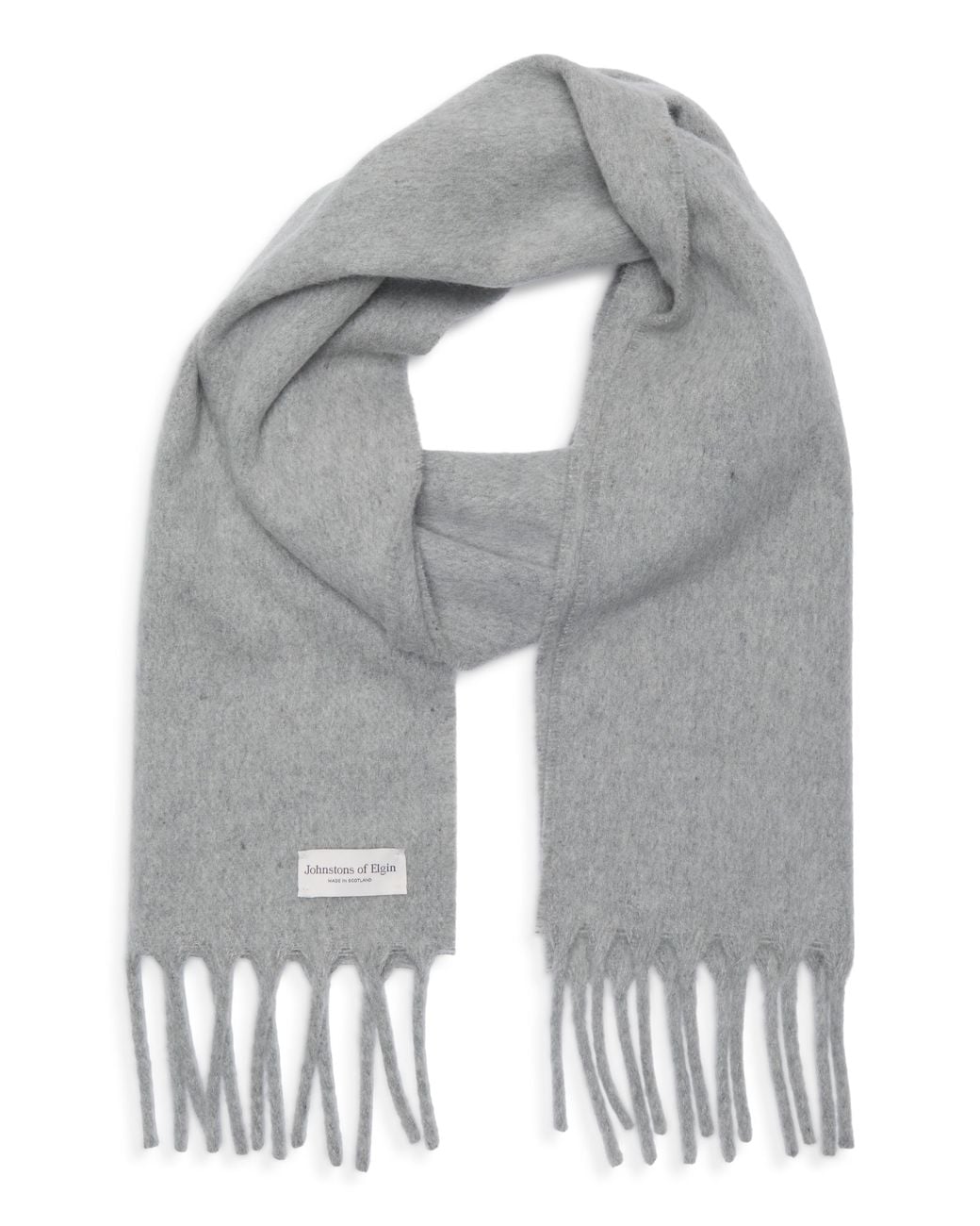 Johnstons Gray Mull Wool Fringe Scarf
