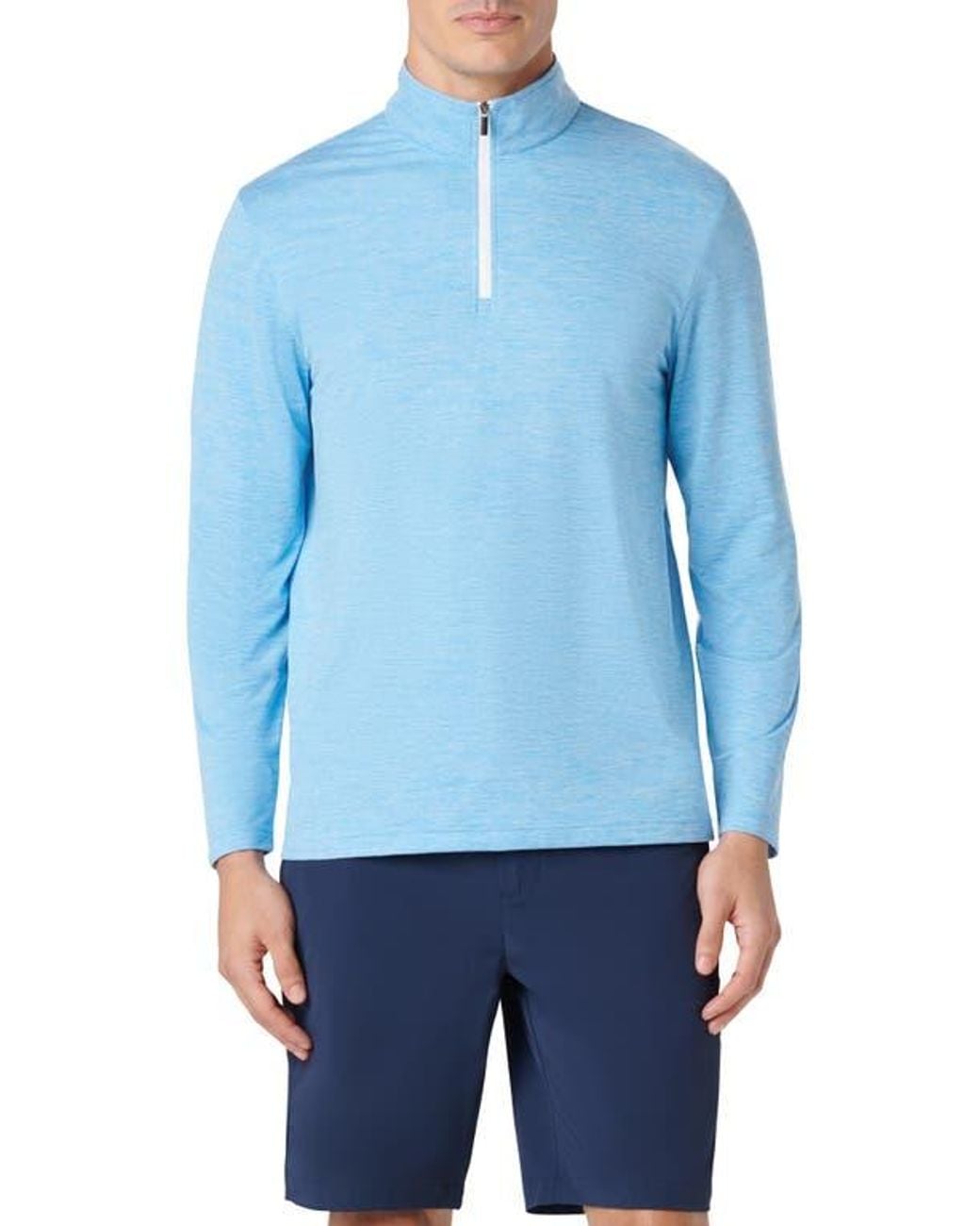 Bugatchi Blue Quarter Zip Performance Pullover for men