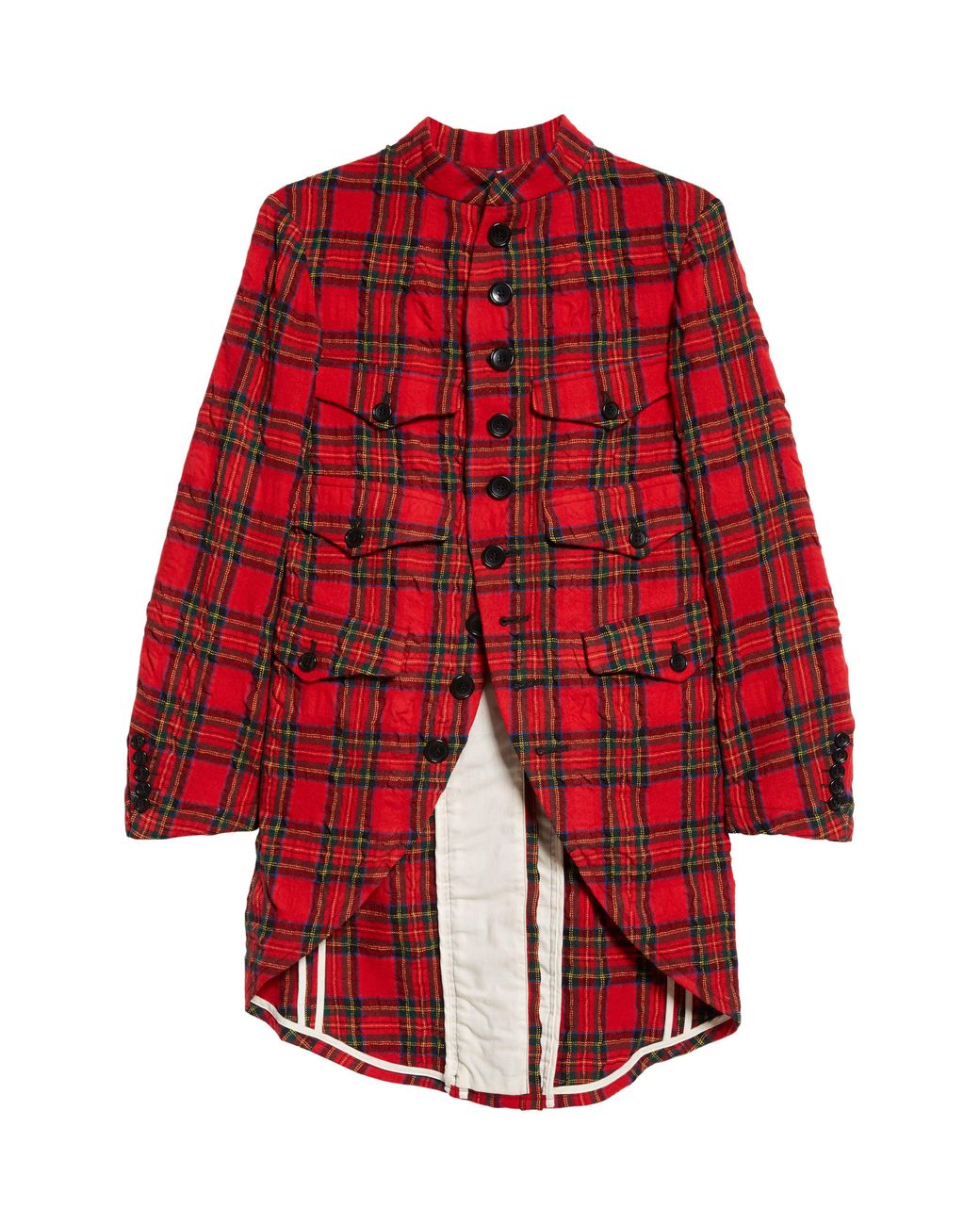 Tao Comme Des Garçons Tartan Wool Blend Cutaway Coat in Red | Lyst