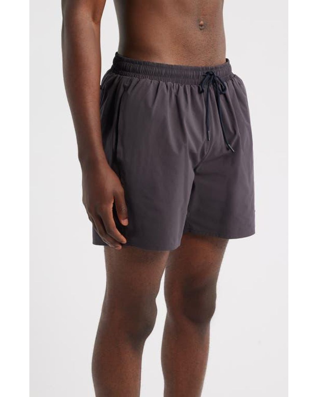 Boss Blue Solid Stretch Swim Trunks for men