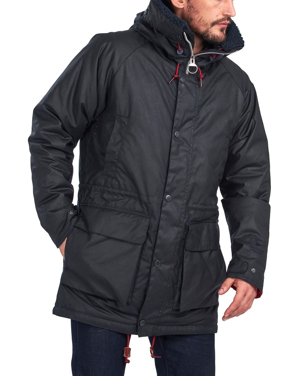 barbour navy parka