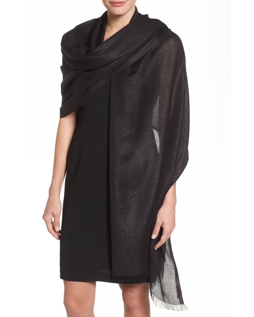 Nordstrom Black Metallic Lightweight Wrap
