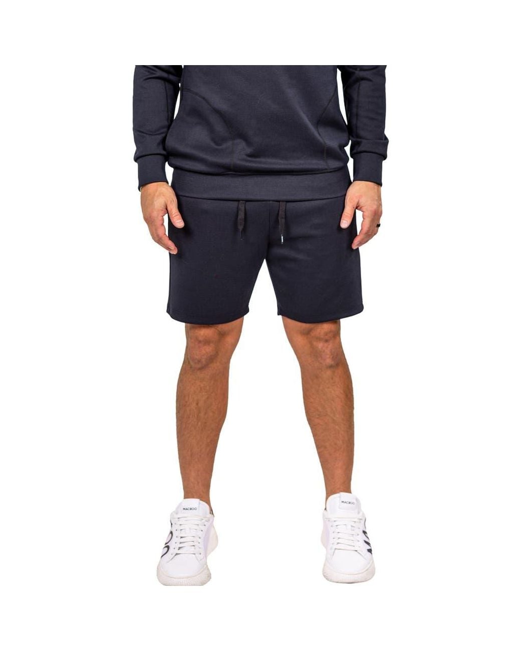 Maceoo Blue Elastic Waist Drawstring Shorts for men