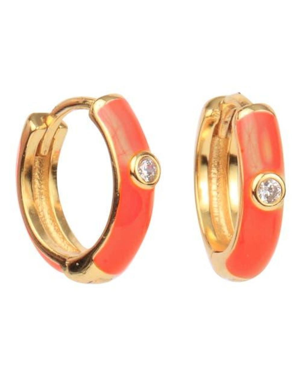 Color Shout Orange Enamel Huggie Hoops