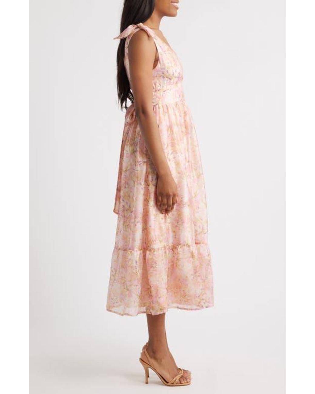 Lulus Stella Floral Organza Midi Dress | Lyst