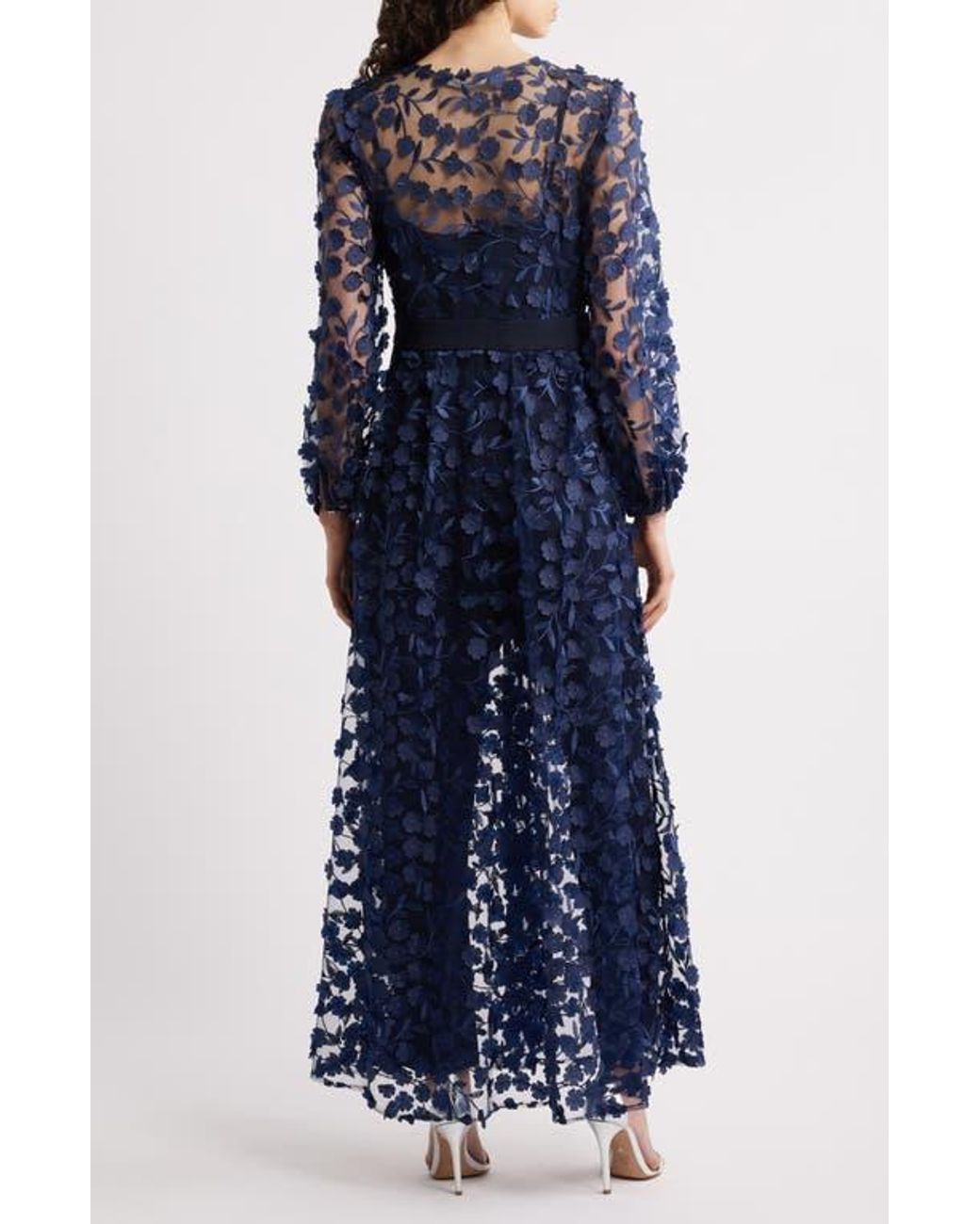 Julia Jordan Floral Overlay Jacket & Belted Jumpsuit in Blue | Lyst