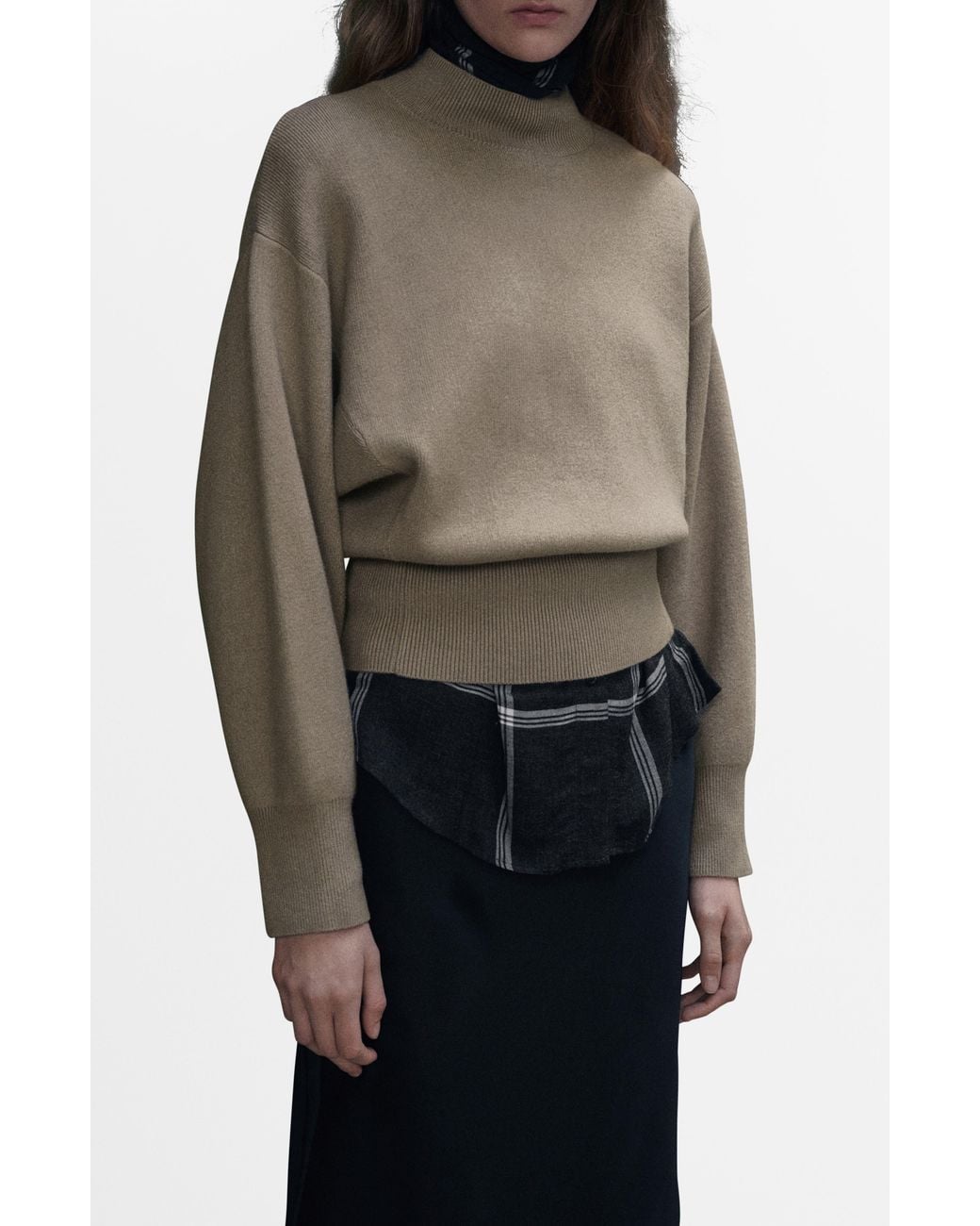 Mango Black Oversize Mock Neck Sweater