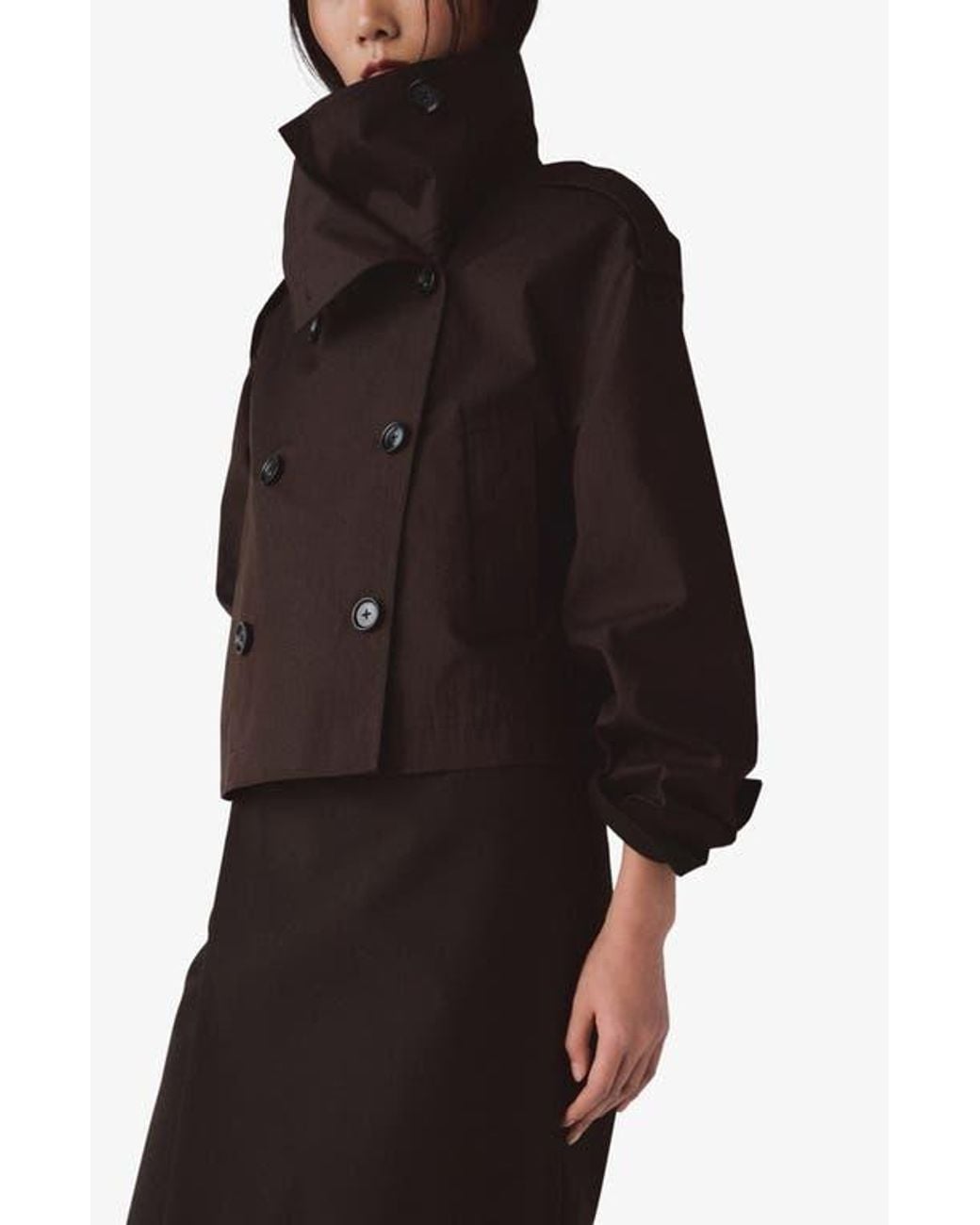 Mango Black Crop Trench Jacket