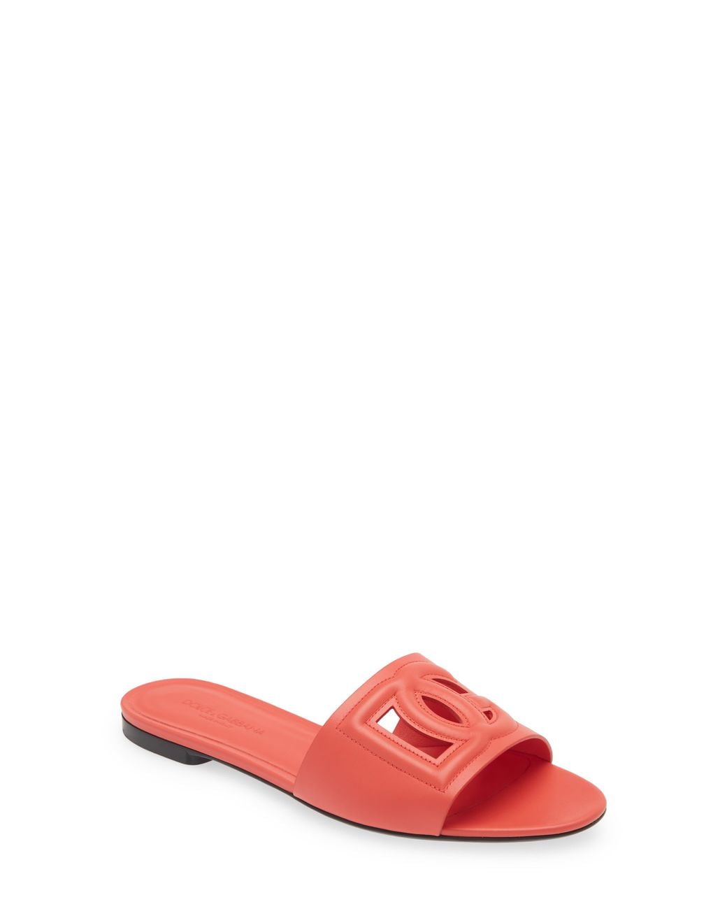 Dolce & Gabbana Red Bianca Interlock Slide Sandal