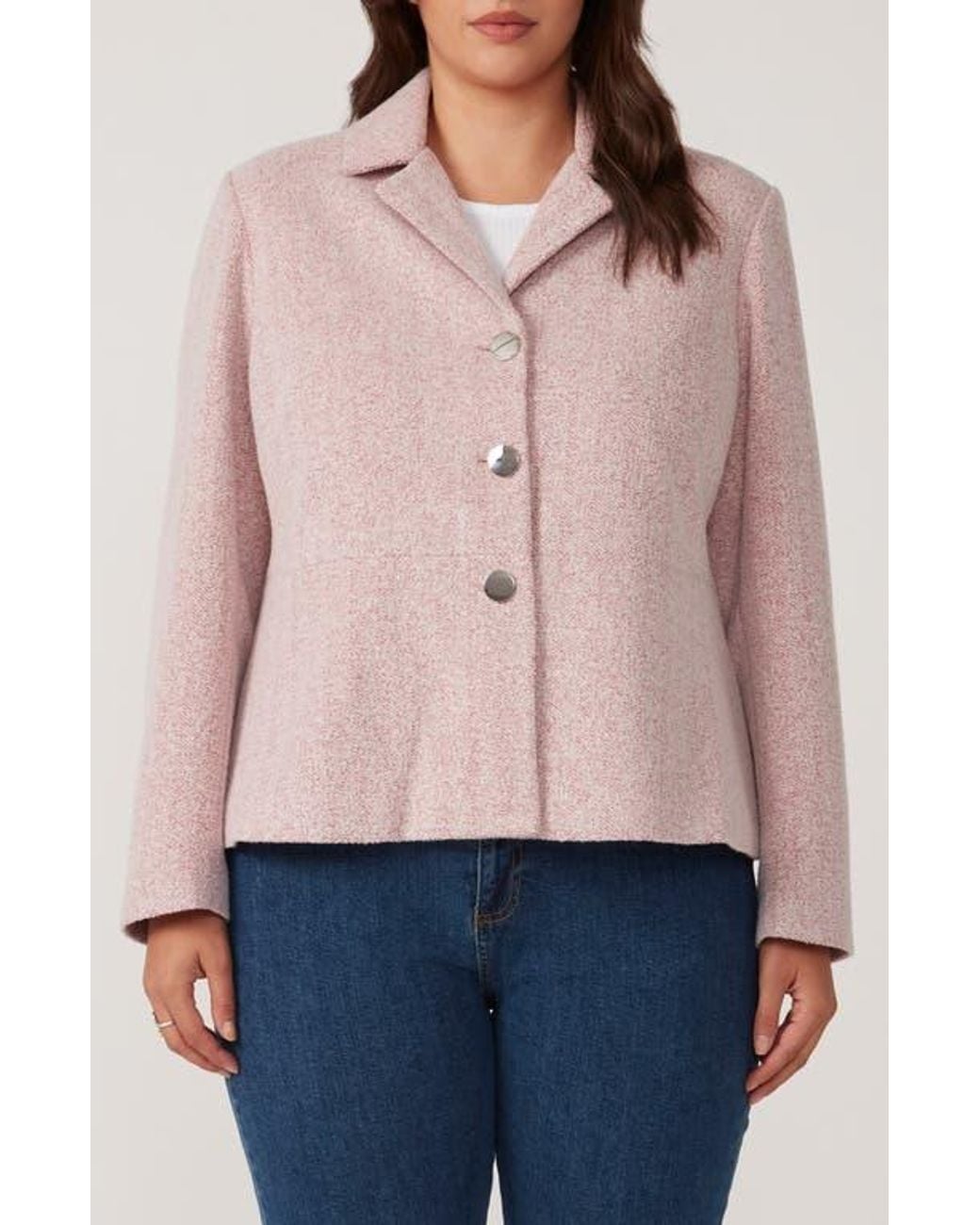 Estelle Pink Herringbone Tweed Jacket