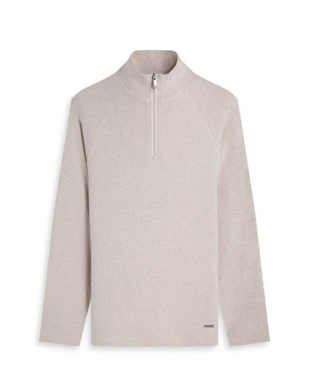 Bugatchi Gray Brushed Cotton Blend Quarter Zip Pullover for men